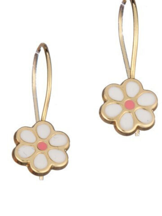 Papoulidis Jewellery Kinderohrringe Nieten Blumen 9K White-Pink