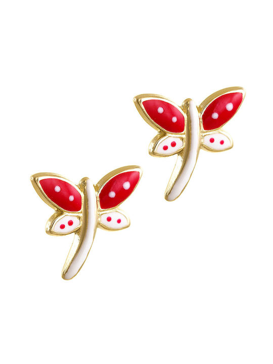 Papoulidis Jewellery Gold Studs Kids Earrings Butterflies 14K