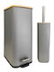 Sidirela Plastic Toilet Brush and Bin Set with Soft Close Lid 7lt Gray