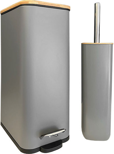 Sidirela Plastic Toilet Brush and Basket Set Soft Close 7lt Gray