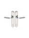 Import Hellas Middle Door Lever with Plate Pair (Distance Between Centers 75mm) Silver