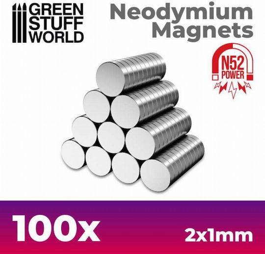 Green Stuff World Neodymium Round Magnet with Traction Force 0.126кг N35 L2xW2mm 100pcs