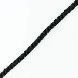 Κορδόνι Στριφτό Rayon Τρίκλωνο Μαύρο 0,7cm Μέτρο