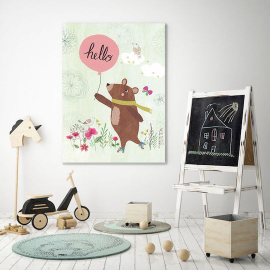 Kids Canvas Wall Painting Floral With Animal 130x95cm