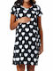 Summer Cotton Short Sleeve Maternity Dress Black