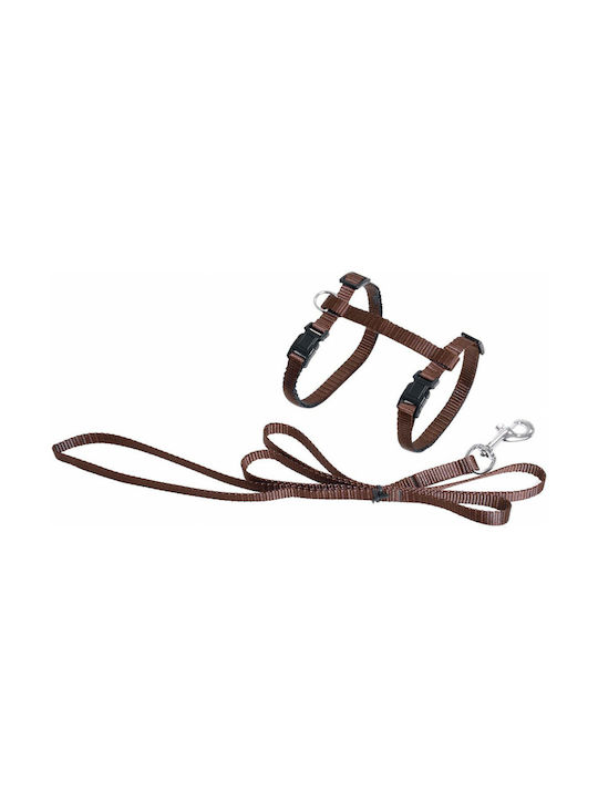 Flamingo Cat Harness with Guide Brown