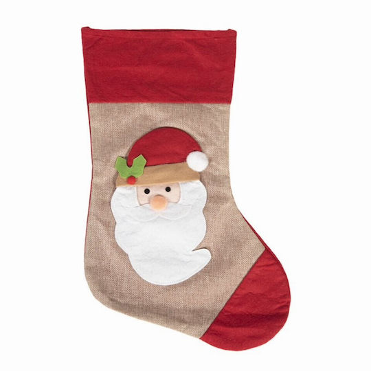 Christmas Decorative Brown Socks with Santa Claus