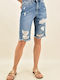 Damen Bermuda Jean Hellblau