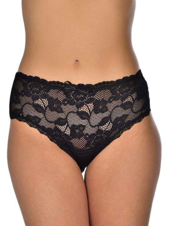 Jokers Cotton High-waisted Women's Slip with Lace Black
