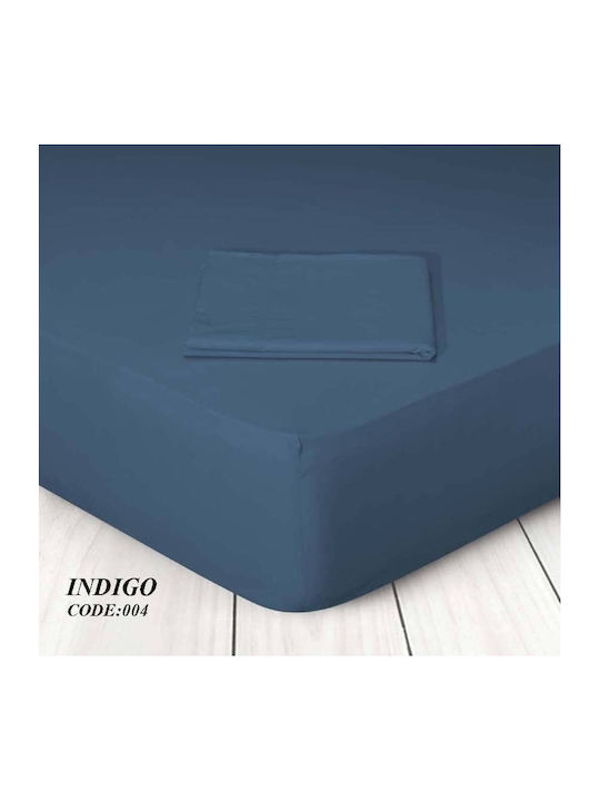 Marwa Sheet King Size with Elastic 180x200+30cm. Solid color Blue