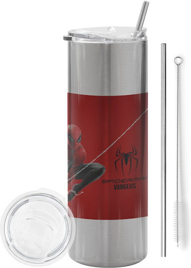 Koupakoupa Eco friendly Glass Thermos Stainless Steel BPA Free 600ml Silver with Straw