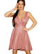 Bicotone Summer Mini Evening Dress Pink