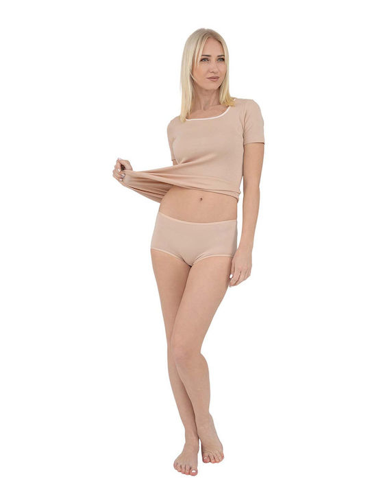 Βαμβακερά Γυναικεία Slip 2Pack χωρίς Ραφές Μπεζ