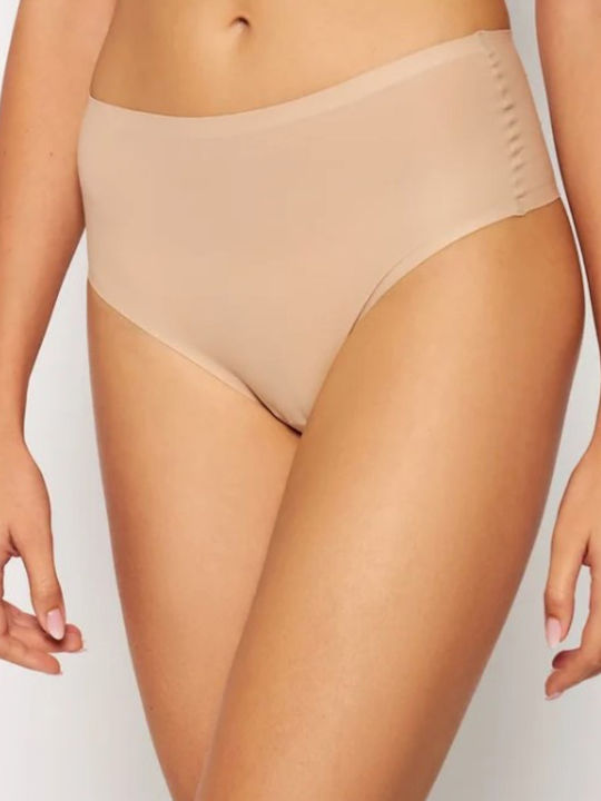 Hochtailliert Damen Slip Nahtlos Beige