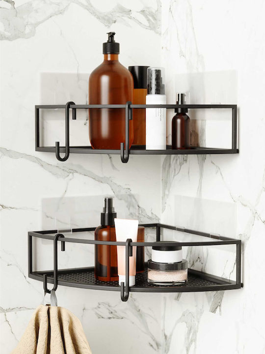 Umbra Metallic Corner Wall-Mounted Bathroom Shelf with 2 Tiers 23x23x8cm