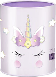 Metal Pencil Case Unicorn in Purple Color 7.5x9.5cm.