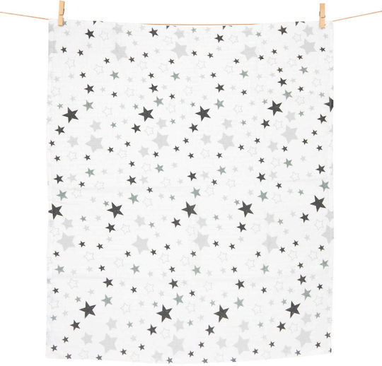 Jukki Tetro Grey Stars Pânză de Înfășat din Muselină Gri 70x80εκ.