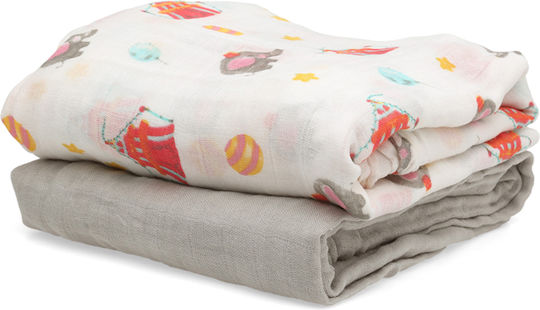 Kiokids Прегръщащи Пелени от Муселин Сив 120x120см. 2бр
