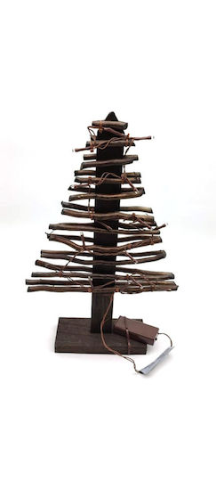 Christmas Decorative Illuminated Wood Tree 30cm Battery Brown