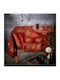 Whitegg Set Christmas Tablecloths Fabric Red 7pcs