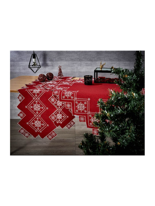 Whitegg Christmas Tablecloth Square Fabric Red L90xW90cm.