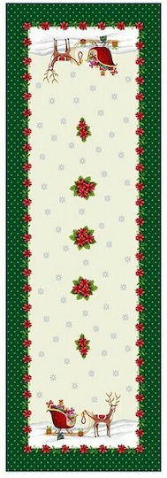 Vassiliadis Bros Christmas Tablecloth Runner Fabric Beige L100xW40cm.