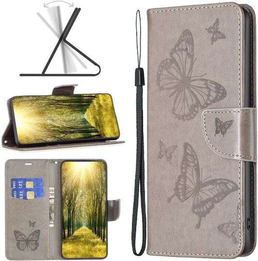 Two Butterflies Wallet Gri (Redmi 10 5G)