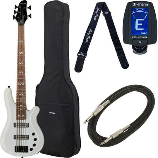 Harley Benton Elektrischer Bass White Progressive Bundle
