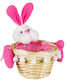 Easter Πασχαλινό Καλάθι Λαγουδάκι Ψάθινο Ροζ 17x16x14εκ.