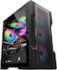 1STPLAYER T3-BK-4F1 Midi Tower Computer Case with Window Panel Black