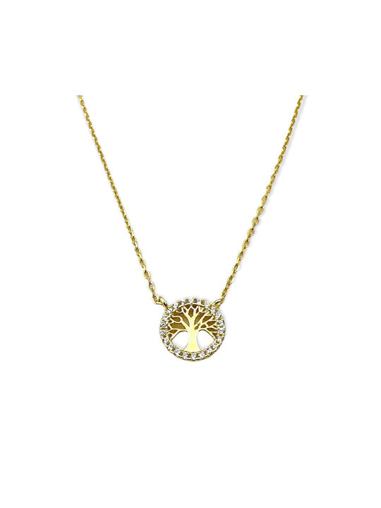 Xryseio Necklace Tree from Gold Plated Silver with Zircon