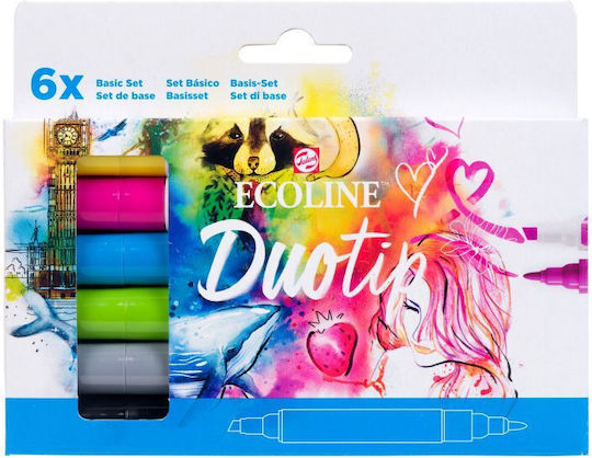 Royal Talens Ecoline Zeichenmarker Doppelseitig Set 6Stück