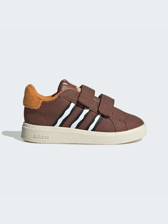 Adidas Παιδικά Sneakers Grand Court Chip CF με Σκρατς Καφέ