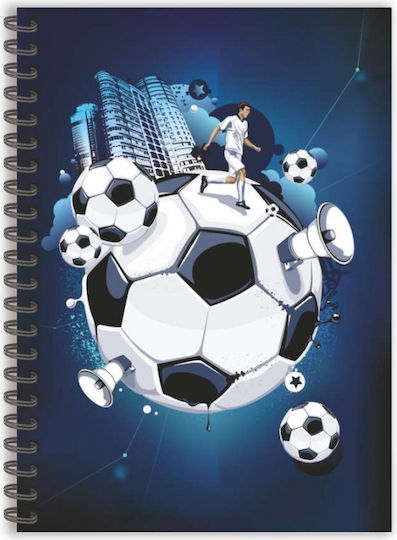 Ekdoseis Aigaio Spiral Notebook Ruled B5 3 Subjects Football 1pcs (Μiscellaneous Designs/Colors)