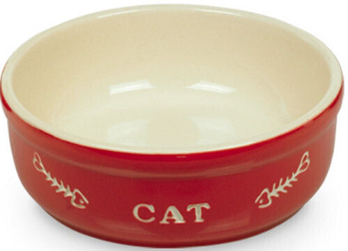 Nobby Cat Ceramică Farfurie Mâncare pentru Pisică 250ml 13.5cm în Culoare Roșu