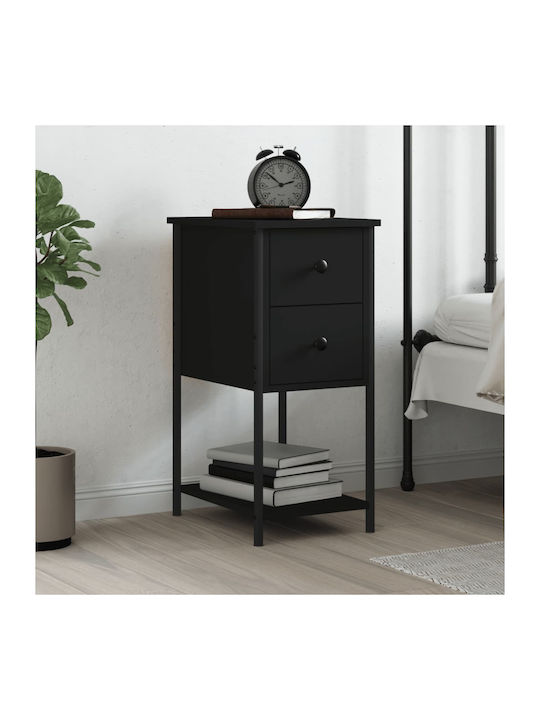 Wooden Bedside Table Black 32x42x70cm