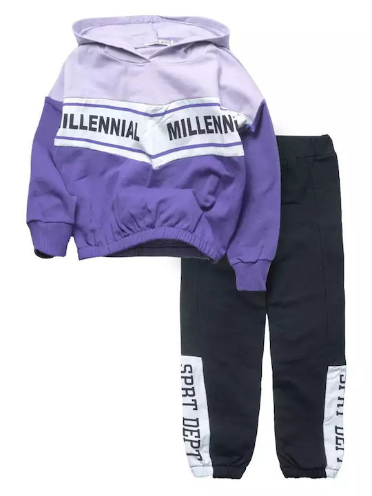 Kids Sweatpants Set Purple 2pcs