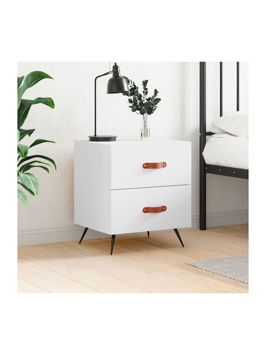 Wooden Bedside Table White 40x35x47.5cm