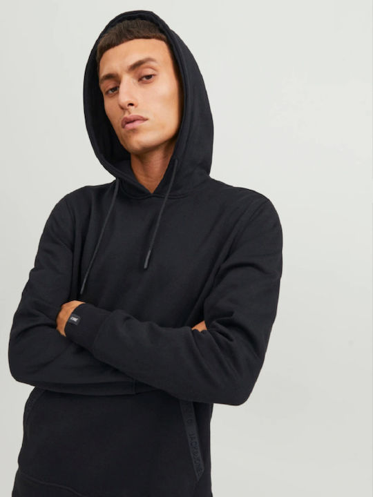 Jack & Jones Ανδρικό Φούτερ με Κουκούλα Μαύρο