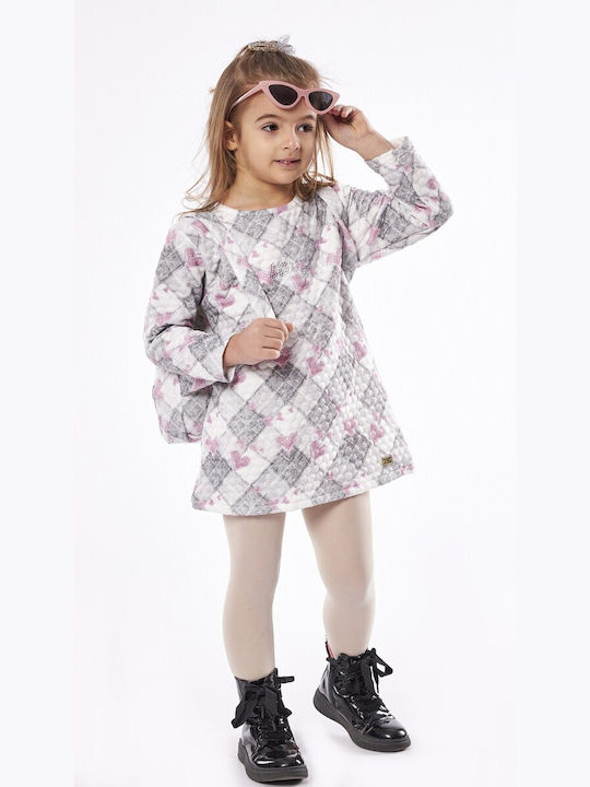 Evita Kids Dress Set with Accessories Long Sleeve Gray