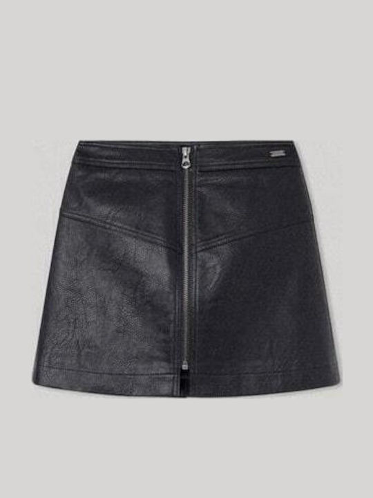 Kids' Leather Skirt Black