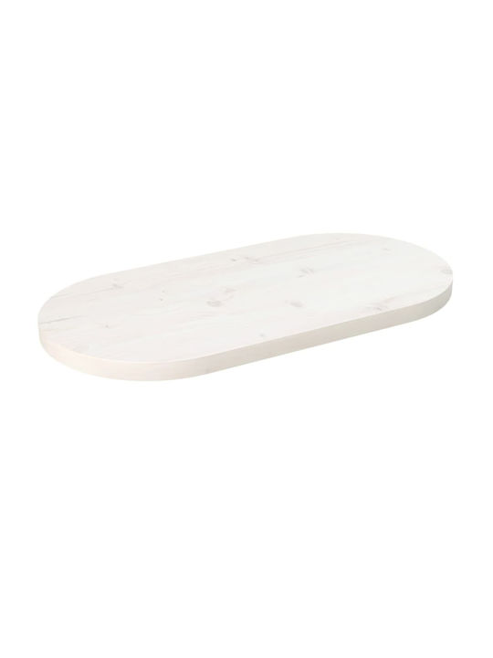 vidaXL Oval Table Surface made of Solid Wood in White Color 60x30x2.5cm 824341 1pcs
