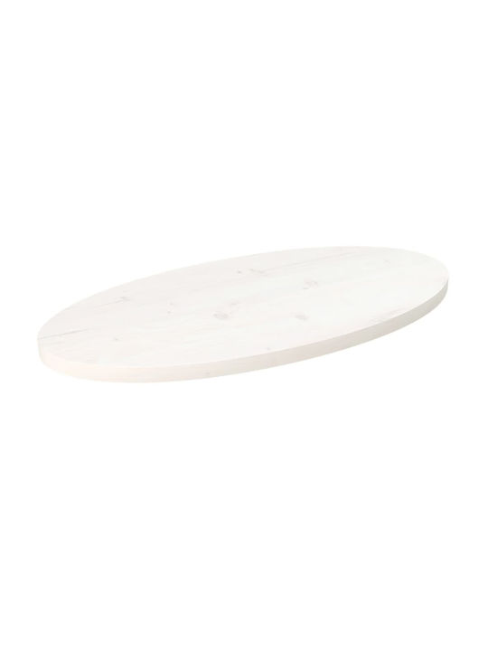vidaXL Oval Table Surface made of Solid Wood in White Color 80x40x2.5cm 824321 1pcs