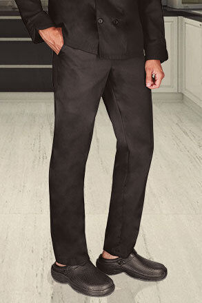 Valento Pantaloni de Bucătar Negru cu Elastic în Talie