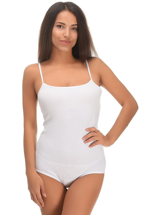 Jadea Spaghetti Strap Bodysuit White