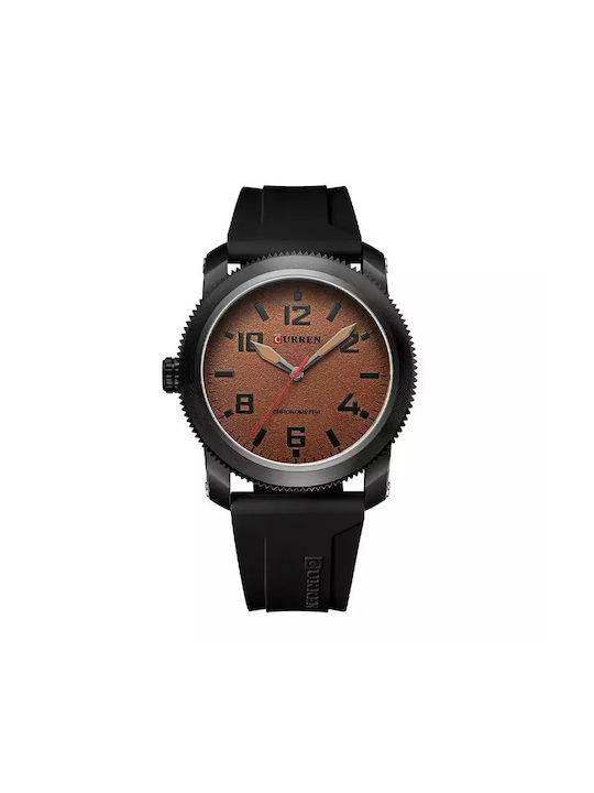 Curren Watch Battery with Black Rubber Strap