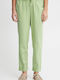 Women's Fabric Trousers with Elastic Green