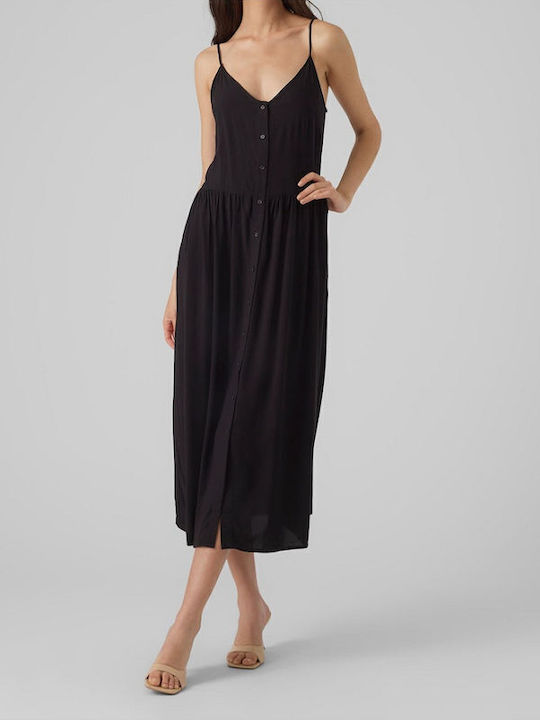 Vero Moda Rochii de vară pentru femei Midi Rochie cu cămașă Rochie Negru