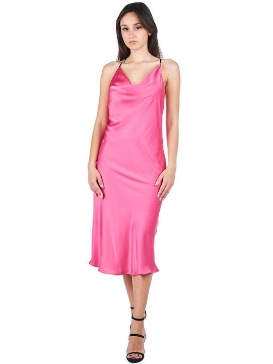 Zoya Summer Midi Evening Slip Dress Satin Drape...