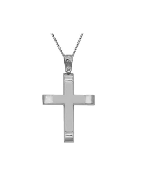 Katsigiannis Men's White Gold Cross 14K with Chain